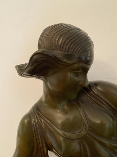 Armand Godard French Art Deco Huntress with Borzoi 