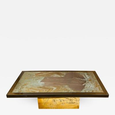 Armand Jonckers Stunning Acid Etched Brass Coffee Table Abstraction by Armand Jonckers