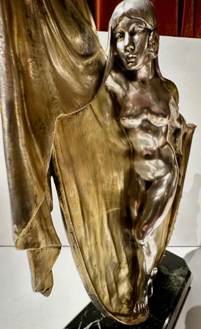 Armand Lemo Bronze Art Deco Veil Dancer by Armand Lemo on Marble
