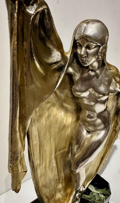 Armand Lemo Bronze Art Deco Veil Dancer by Armand Lemo on Marble