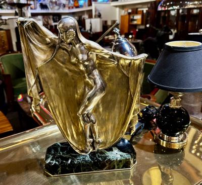 Armand Lemo Bronze Art Deco Veil Dancer by Armand Lemo on Marble