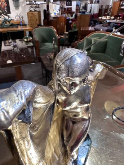 Armand Lemo Bronze Art Deco Veil Dancer by Armand Lemo on Marble