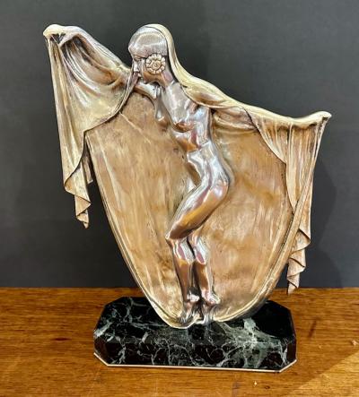 Armand Lemo Bronze Art Deco Veil Dancer by Armand Lemo on Marble