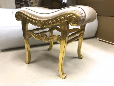 Armand Rateau Armand Rateau pair of gold leaf satin silk refined crafted wood stools