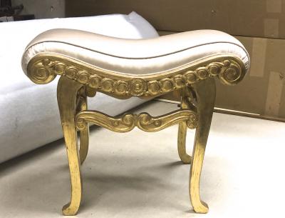 Armand Rateau Armand Rateau pair of gold leaf satin silk refined crafted wood stools