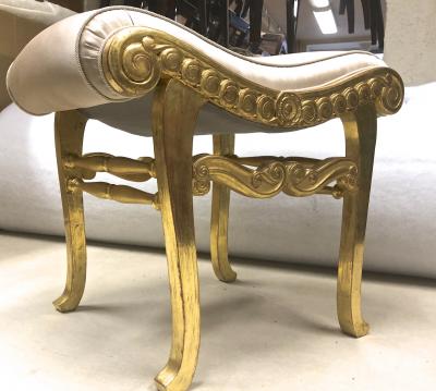 Armand Rateau Armand Rateau pair of gold leaf satin silk refined crafted wood stools