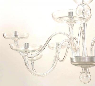 Armand Seguso Italian 1930s Murano Clear Glass Chandelier