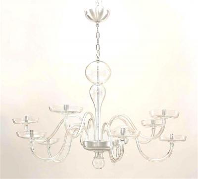 Armand Seguso Italian 1930s Murano Clear Glass Chandelier