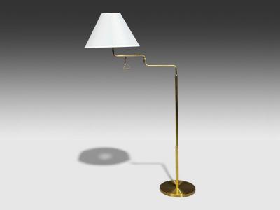 Armaturhantverk G teborg Articulating Floor Lamps Brass Fabric Sweden 1960s