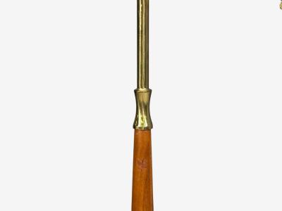 Armaturhantverk Tibro Floor Lamp Teak Brass Silk Sweden 1960s