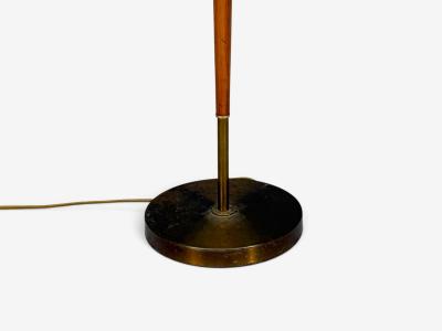Armaturhantverk Tibro Floor Lamp Teak Brass Silk Sweden 1960s