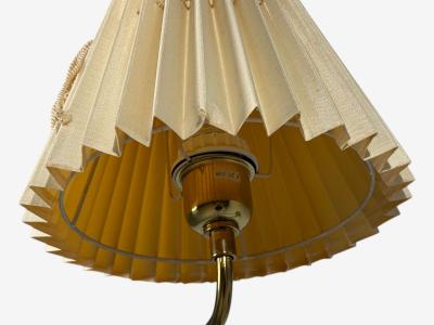 Armaturhantverk Tibro Wall Light Brass Pleated Fabric Sweden 1970s