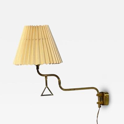 Armaturhantverk Tibro Wall Light Brass Pleated Fabric Sweden 1970s