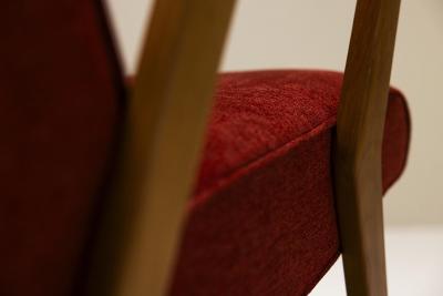 Armchair In Walnut And Burgundy Upholstery Italy 1960s