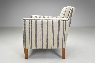Armchair Upholstered in Striped Fabric Europe 1930s