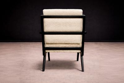 Armchair in Hardwood with Ebony Finish Boucle Unknown 1960s