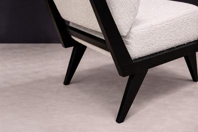 Armchair in Hardwood with Ebony Finish Boucle Unknown 1960s