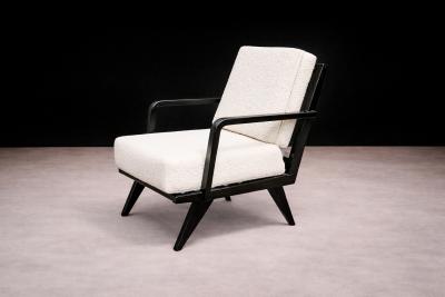 Armchair in Hardwood with Ebony Finish Boucle Unknown 1960s