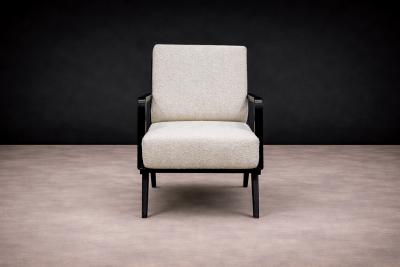 Armchair in Hardwood with Ebony Finish Boucle Unknown 1960s