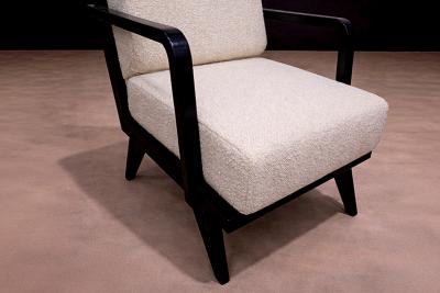 Armchair in Hardwood with Ebony Finish Boucle Unknown 1960s