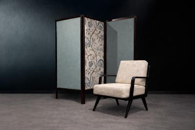 Armchair in Hardwood with Ebony Finish Boucle Unknown 1960s