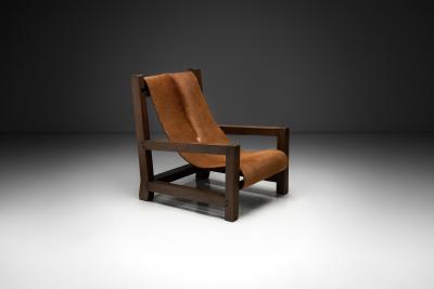Armchair in Pine with Cowhide Seating Europe 1950s