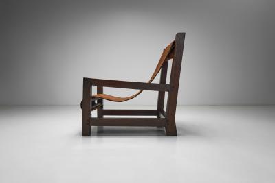 Armchair in Pine with Cowhide Seating Europe 1950s