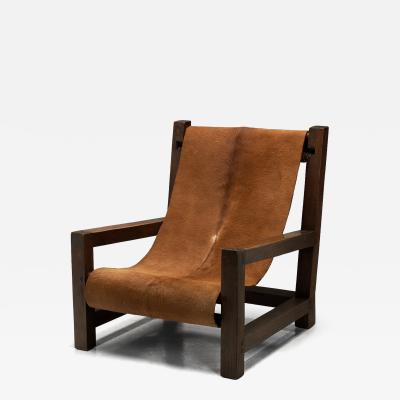 Armchair in Pine with Cowhide Seating Europe 1950s