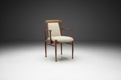 Armchair in Solid Wood with Upholstered Seating Europe Mid 20th Century