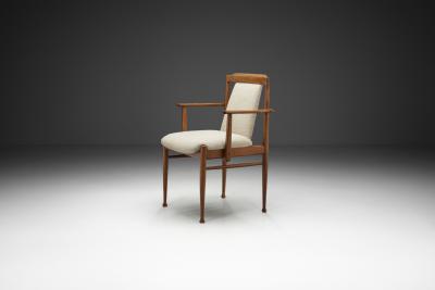 Armchair in Solid Wood with Upholstered Seating Europe Mid 20th Century