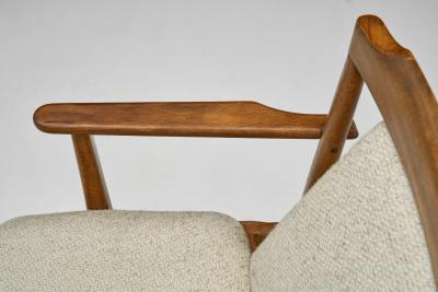 Armchair in Solid Wood with Upholstered Seating Europe Mid 20th Century