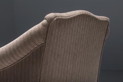 Armchair in Striped Upholstery Wooden Legs Europe circa 1950s