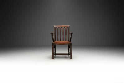 Armchair with Carved Details and Upholstered Seat England ca 1920s