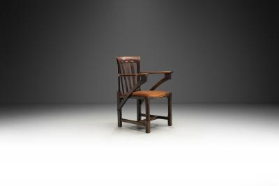 Armchair with Carved Details and Upholstered Seat England ca 1920s