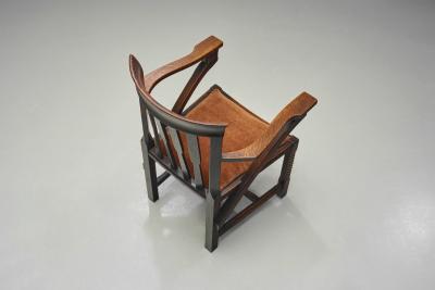 Armchair with Carved Details and Upholstered Seat England ca 1920s
