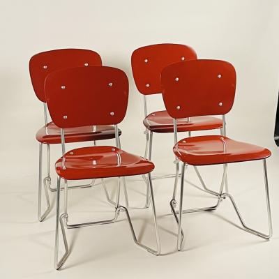Armin Wirth Set of 4 Stacking Chairs by Armin Wirth and Aluflex 1950s