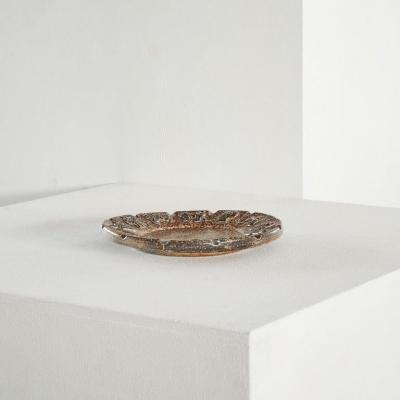Armogr s Belgian Zodiac Studio Pottery Dish in Dark Brown Tones 1960s