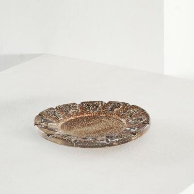 Armogr s Belgian Zodiac Studio Pottery Dish in Dark Brown Tones 1960s
