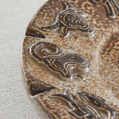 Armogr s Belgian Zodiac Studio Pottery Dish in Dark Brown Tones 1960s
