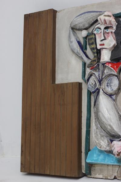 Arnaldo Miniati Ceramic and Wood Wall Patel by Arnaldo Miniati 1954 Italy