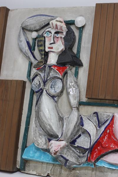 Arnaldo Miniati Ceramic and Wood Wall Patel by Arnaldo Miniati 1954 Italy