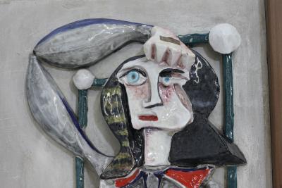 Arnaldo Miniati Ceramic and Wood Wall Patel by Arnaldo Miniati 1954 Italy