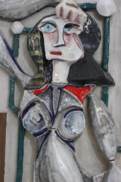 Arnaldo Miniati Ceramic and Wood Wall Patel by Arnaldo Miniati 1954 Italy