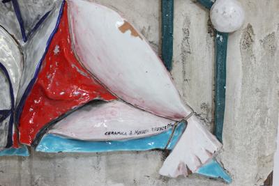 Arnaldo Miniati Ceramic and Wood Wall Patel by Arnaldo Miniati 1954 Italy