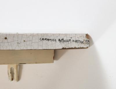 Arnaldo Miniati Pair of Ceramic and Iron Demi Lune Wall Consoles Italy 1959