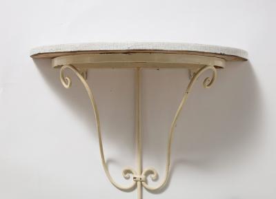 Arnaldo Miniati Pair of Ceramic and Iron Demi Lune Wall Consoles Italy 1959