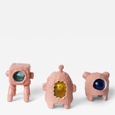 Arnauld Le Calv SMALL ALIENS glass and ceramic set of 3 small sculptures