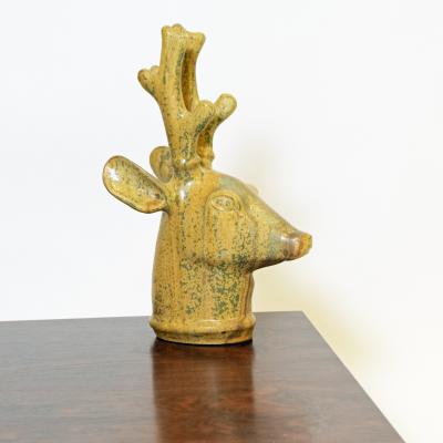 Arne Bang Arne Bang stoneware figure of deer head 1953
