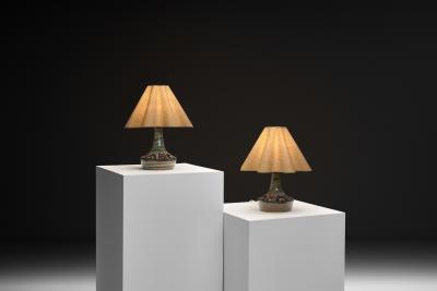 Arne Finne Nielsen Pair of Model 3076 2 Glazed Table Lamps by Arne Nielsen Denmark ca 1960s