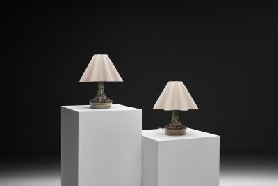 Arne Finne Nielsen Pair of Model 3076 2 Glazed Table Lamps by Arne Nielsen Denmark ca 1960s